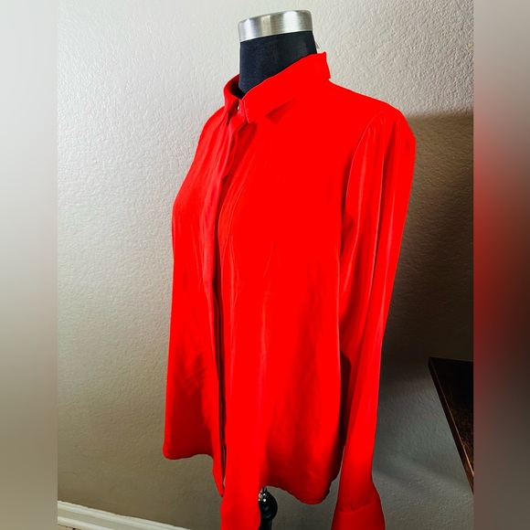 H&M Red Orange Button Up Blouse Size 12 - Picture 2 of 3